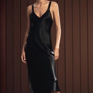 Zara Black Satin Midi Dress